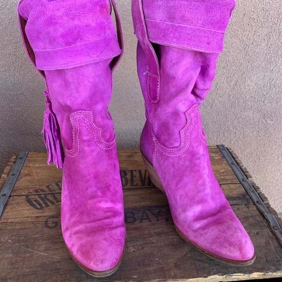 Manas Lea Foscati Distressed Purple Boots - Picture 14 of 14